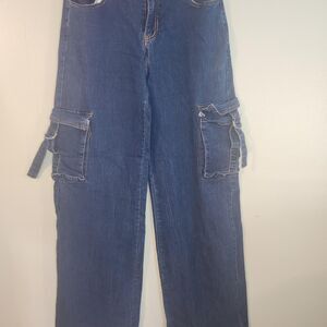 Daisy Women's Blue and Navy Jeans Y2K, Baggy, Vintage